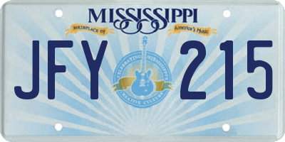MS license plate JFY215