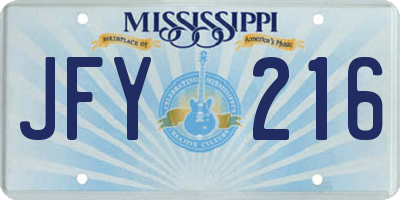 MS license plate JFY216