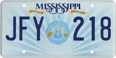 MS license plate JFY218