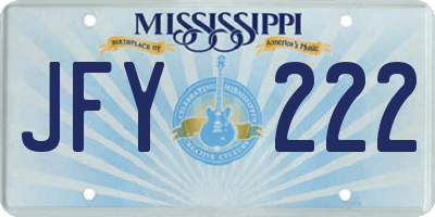 MS license plate JFY222