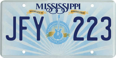 MS license plate JFY223