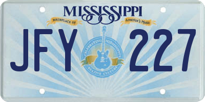 MS license plate JFY227