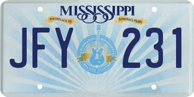 MS license plate JFY231