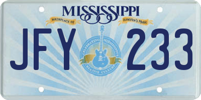 MS license plate JFY233