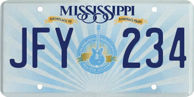 MS license plate JFY234