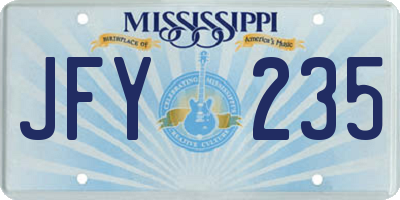 MS license plate JFY235
