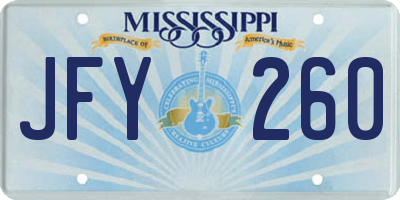 MS license plate JFY260