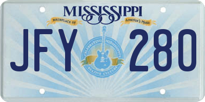 MS license plate JFY280