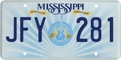 MS license plate JFY281