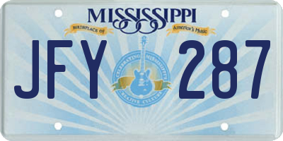 MS license plate JFY287
