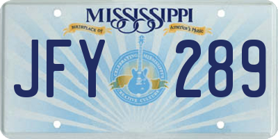 MS license plate JFY289