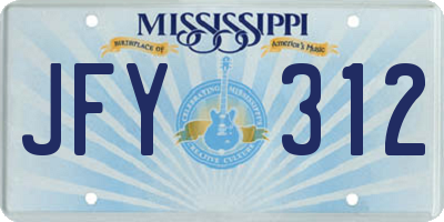 MS license plate JFY312