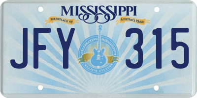 MS license plate JFY315