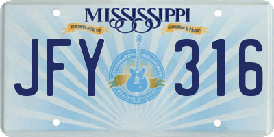 MS license plate JFY316
