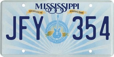 MS license plate JFY354