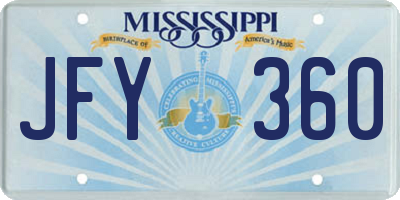 MS license plate JFY360