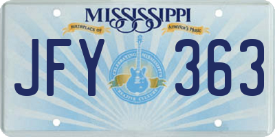 MS license plate JFY363