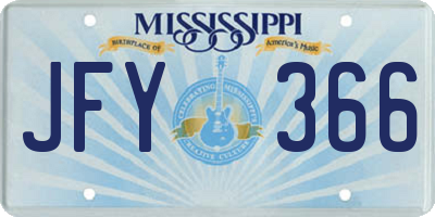 MS license plate JFY366