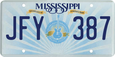 MS license plate JFY387