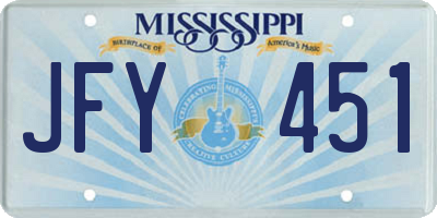 MS license plate JFY451