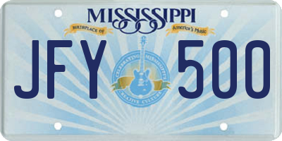 MS license plate JFY500