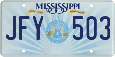 MS license plate JFY503