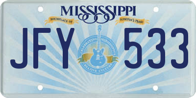 MS license plate JFY533