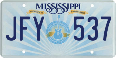 MS license plate JFY537