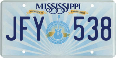 MS license plate JFY538