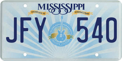 MS license plate JFY540