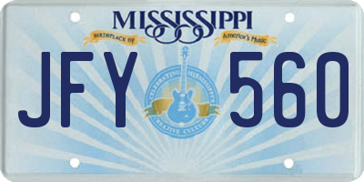 MS license plate JFY560