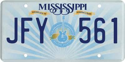 MS license plate JFY561