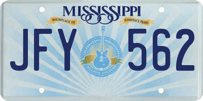 MS license plate JFY562