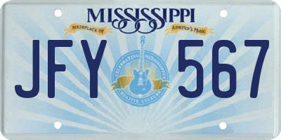 MS license plate JFY567