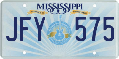 MS license plate JFY575