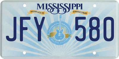 MS license plate JFY580