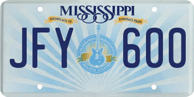 MS license plate JFY600