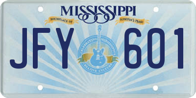 MS license plate JFY601