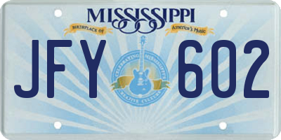 MS license plate JFY602