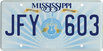 MS license plate JFY603