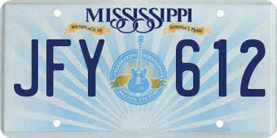 MS license plate JFY612