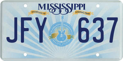 MS license plate JFY637