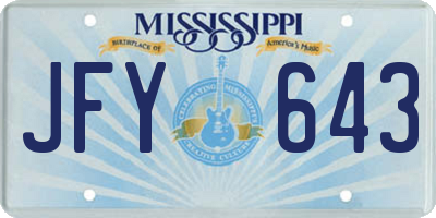 MS license plate JFY643