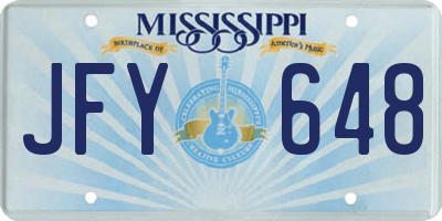 MS license plate JFY648