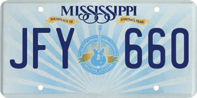 MS license plate JFY660