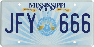 MS license plate JFY666