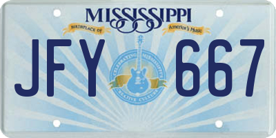 MS license plate JFY667