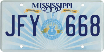 MS license plate JFY668
