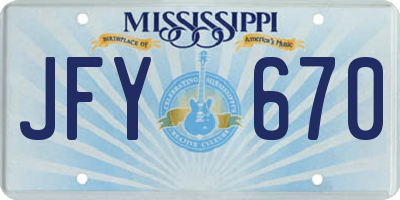 MS license plate JFY670