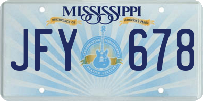 MS license plate JFY678
